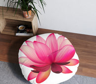 Flaar Collection: Pink Lotus Tufted Floor Pillow, Round